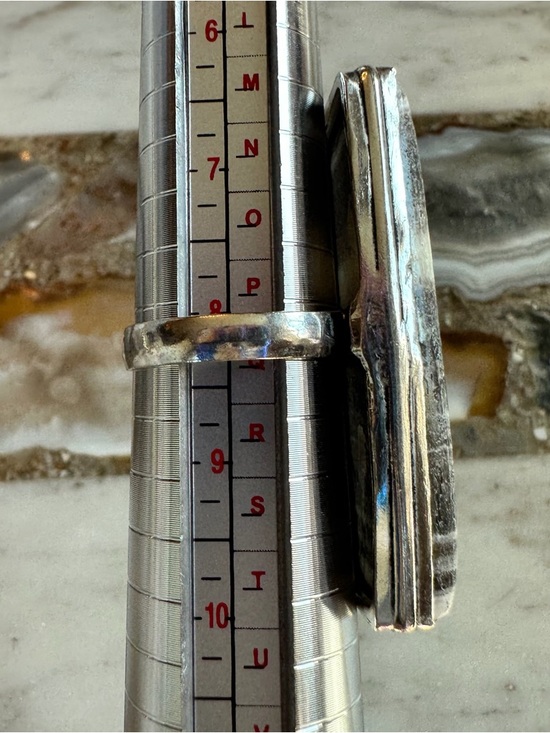 2519 Stunning Silver and Black Zebra Calcite Stone Statement Ring - Picture 4 of 6